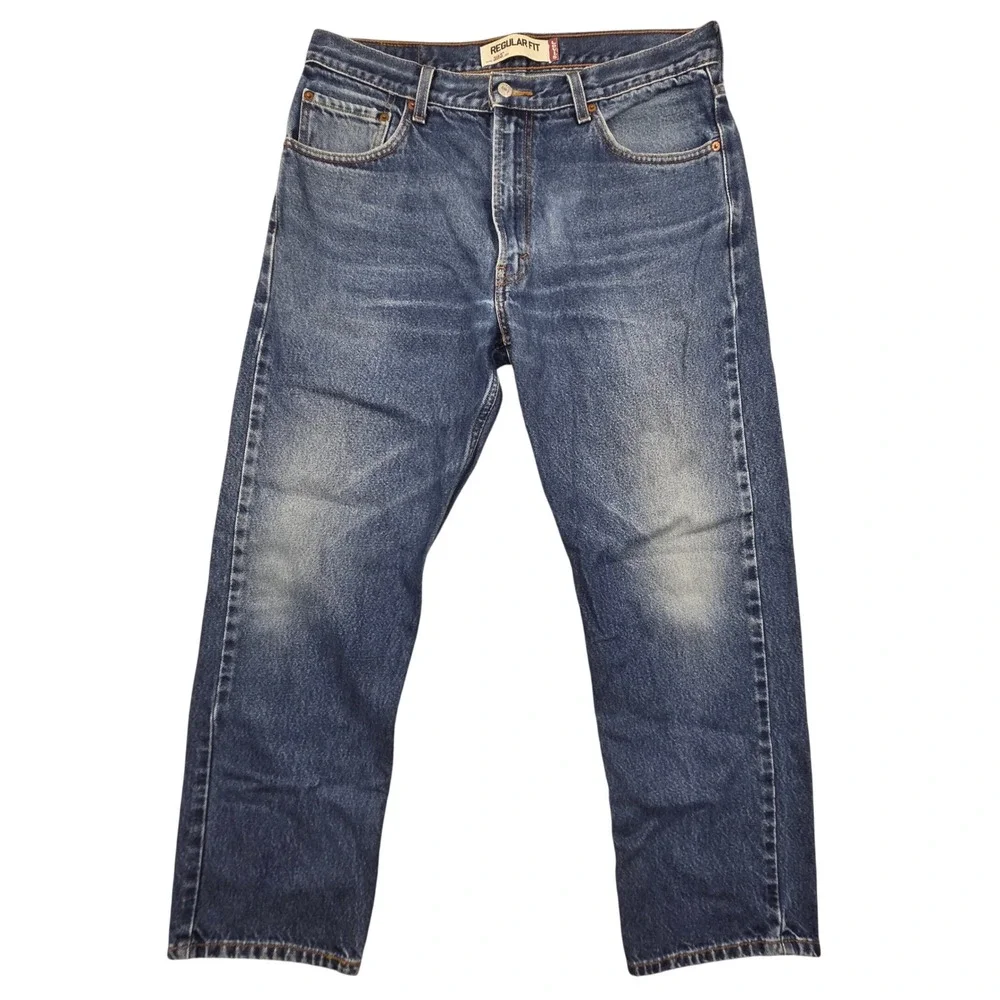 Levis 505 Regular Fit Jeans Mens 36x30 Medium Wash Blue Straight‎ Leg Denim Y2K